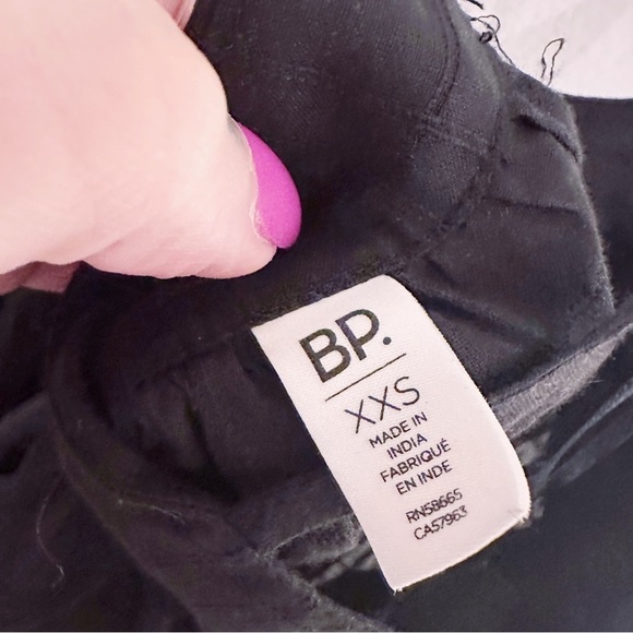 BP Nordstrom Cropped Tank Top Tie Straps Ruffle Black - Picture 3 of 5